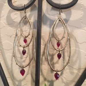 Gold & Ruby Costume Fashion Earrings